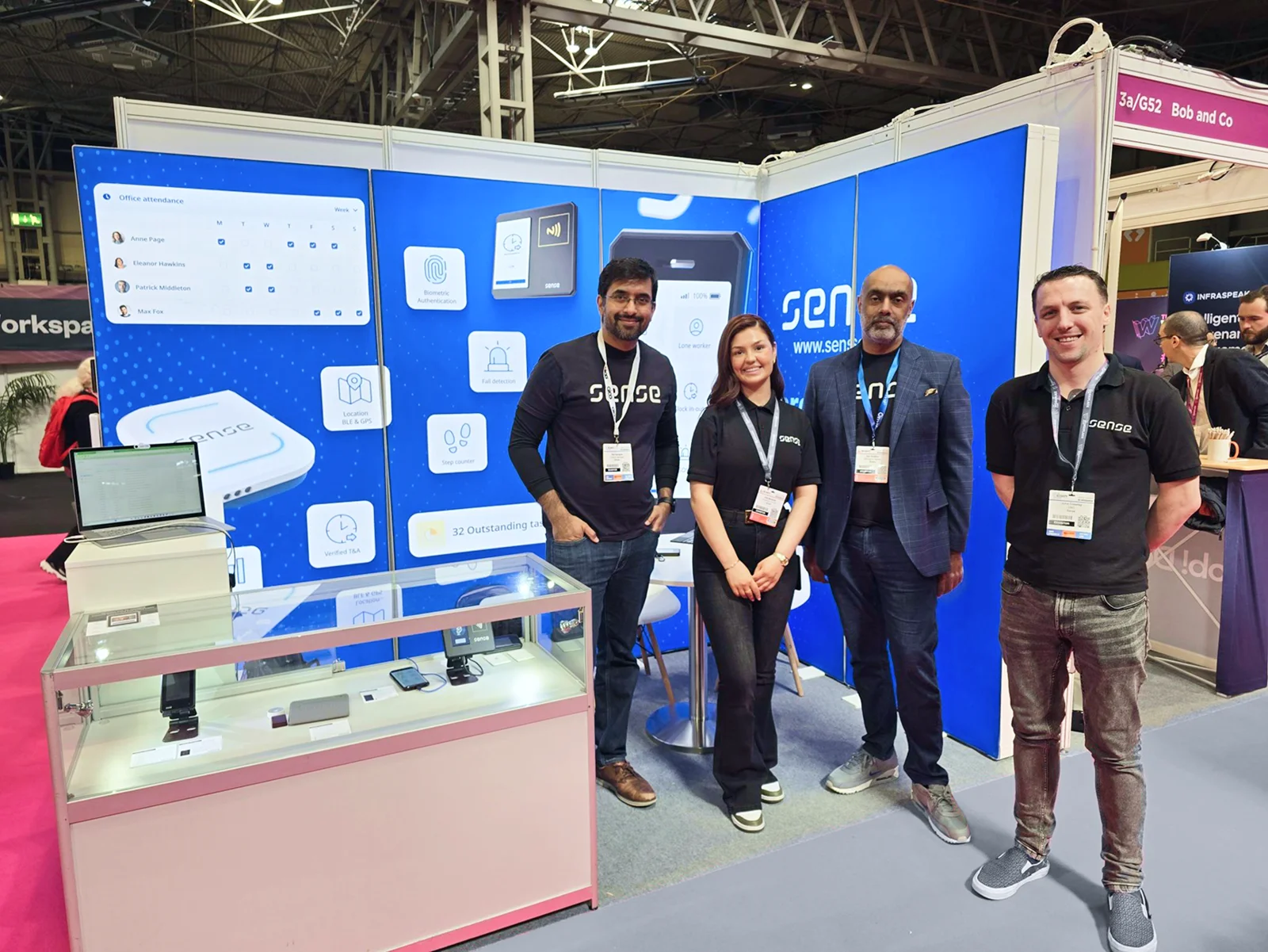 The Sense team on the Sense stand at a trade show